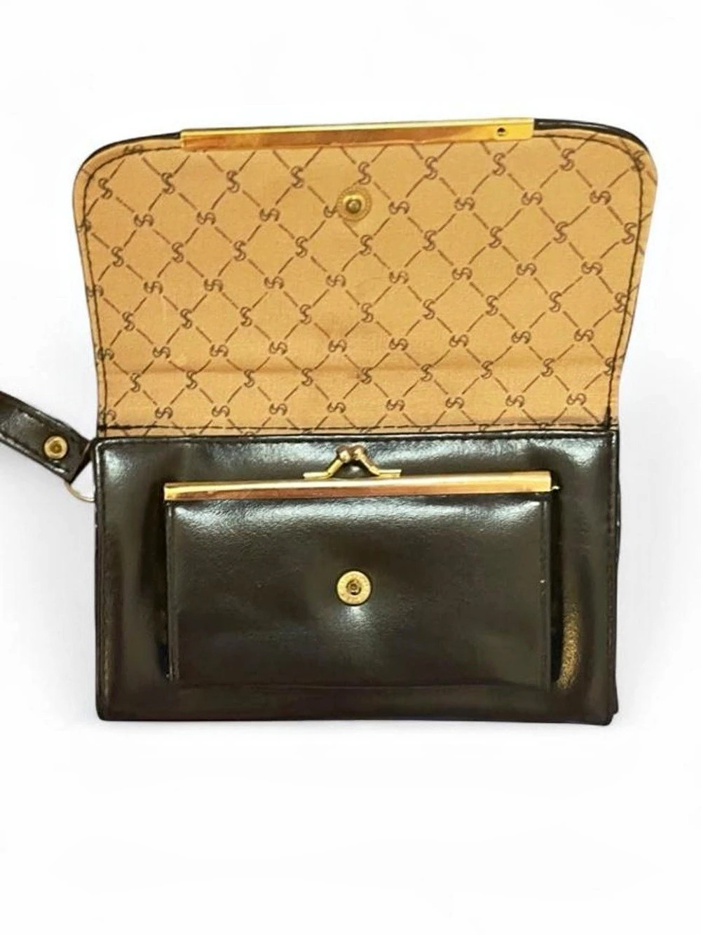 Vintage Black & Brown Wristlet/wallet or Clutch